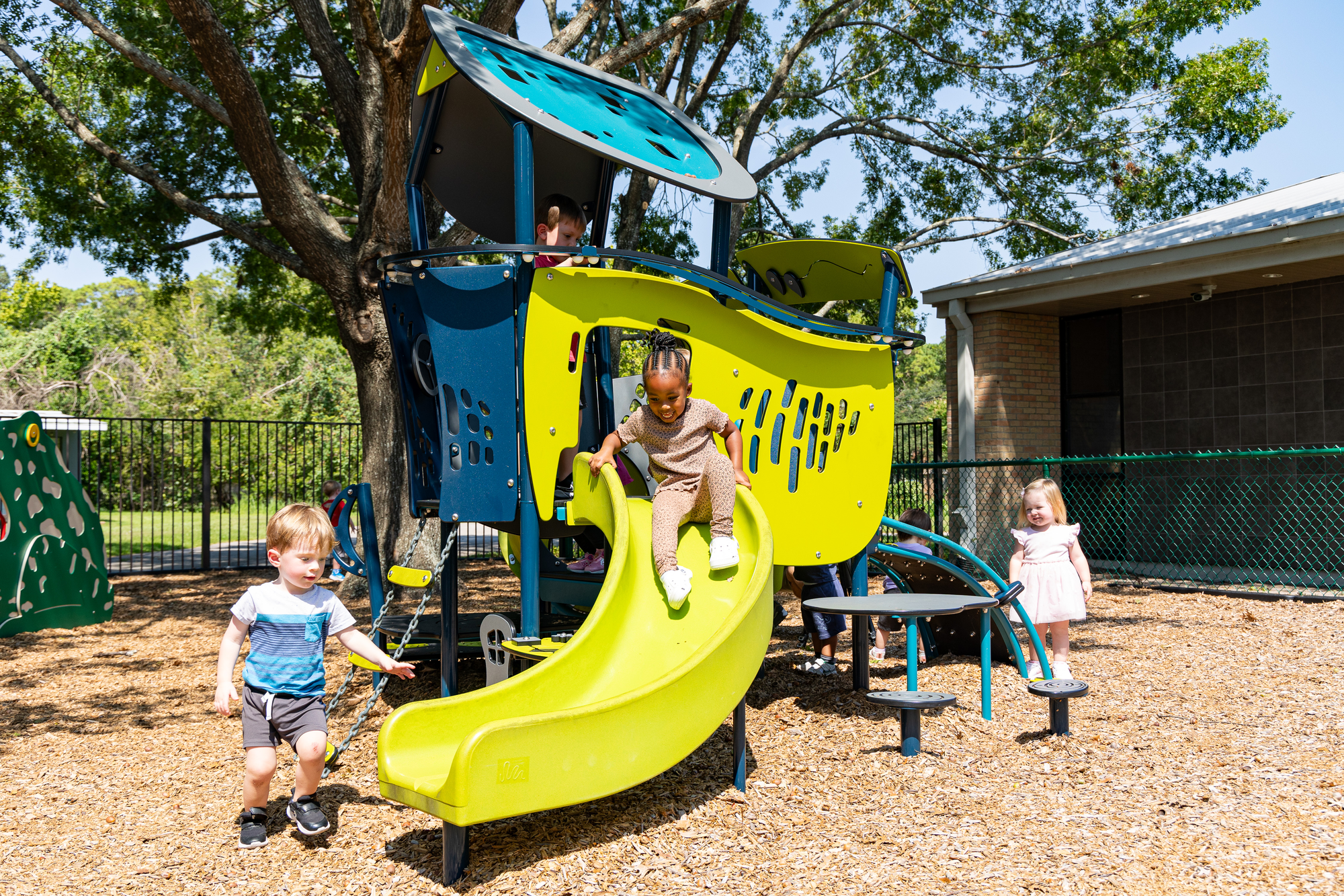 The playground at Spring Branch Presbyterian Academy in Houston TX for daycare, preschool, and elementary children