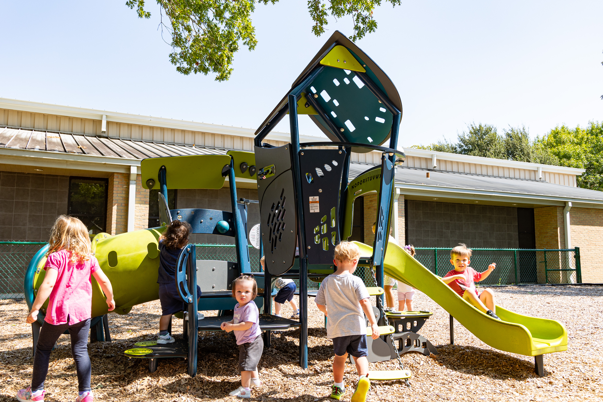 The playground at Spring Branch Presbyterian Academy in Houston TX for daycare, preschool, and elementary children